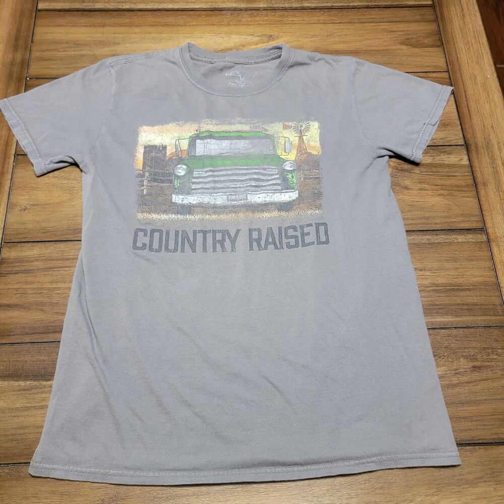 Country Raised Dark Grey Unisex Tee - Size Medium